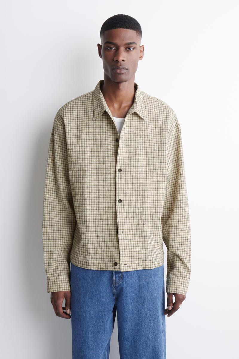 CHECKED SEERSUCKER SHIRT チェック柄 シアサッカーシャツ ベージュ