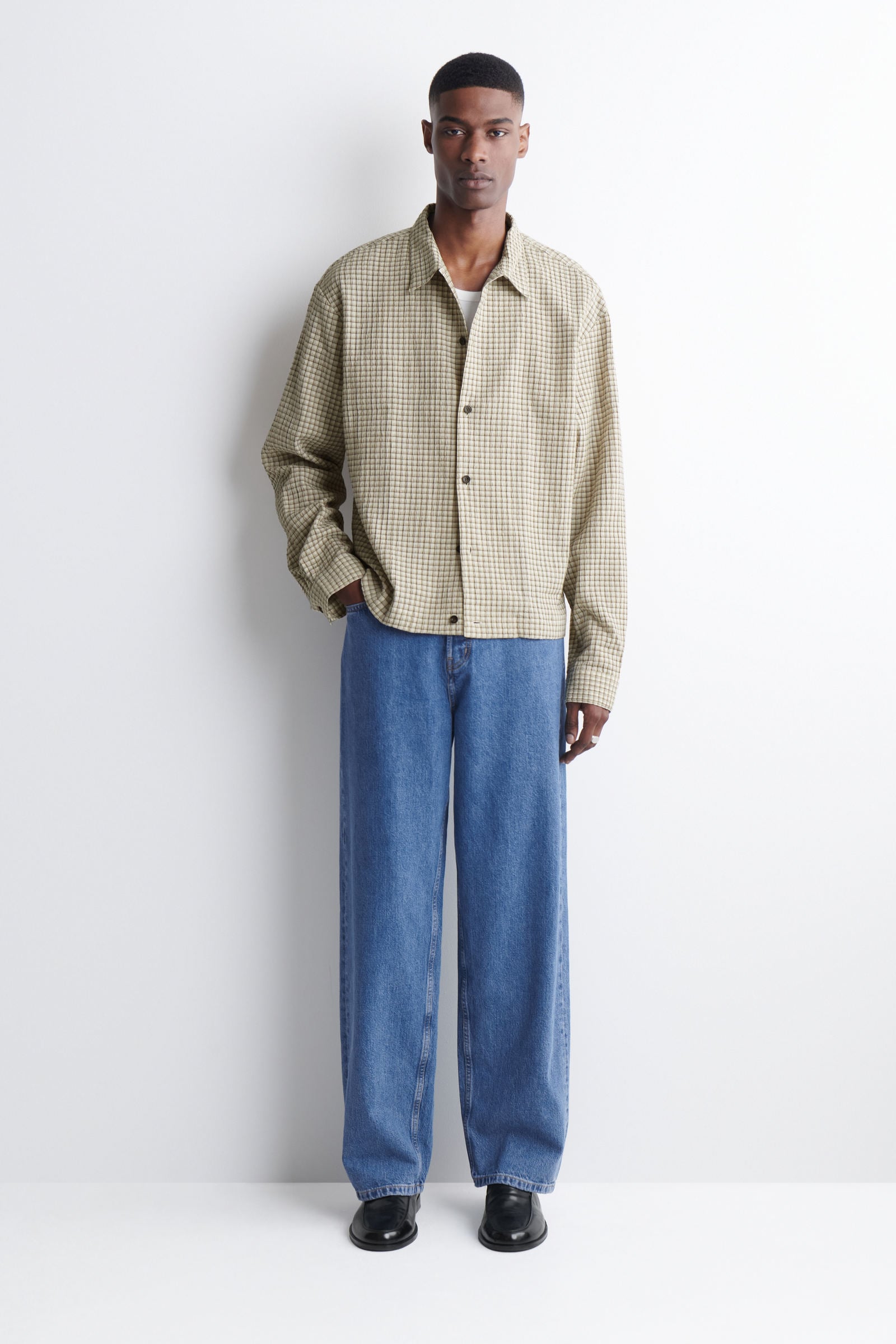 COS チェック柄 シアサッカーシャツ CHECKED SEERSUCKER SHIRT チェック柄 シアサッカーシャツ ベージュ