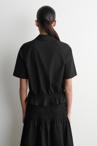 COS スモッキング シアサッカー シャツ