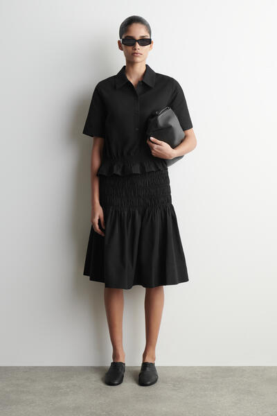 COS スモッキング シアサッカー シャツ