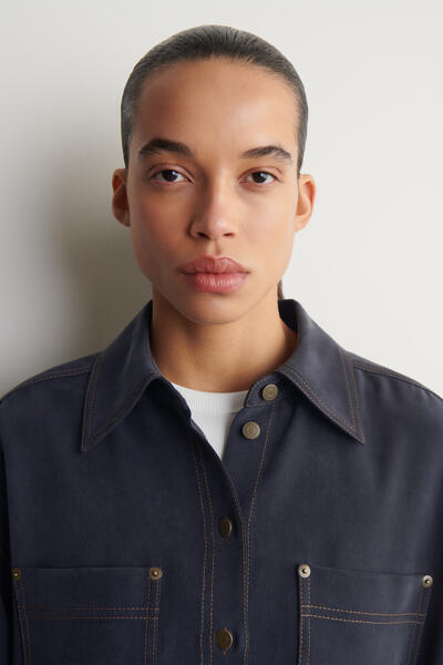 COS デニムエフェクト シルクシャツ