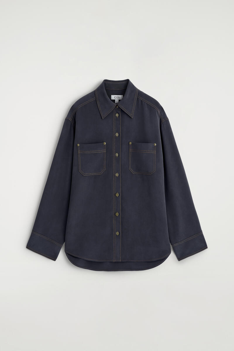 COS デニムエフェクト シルクシャツ