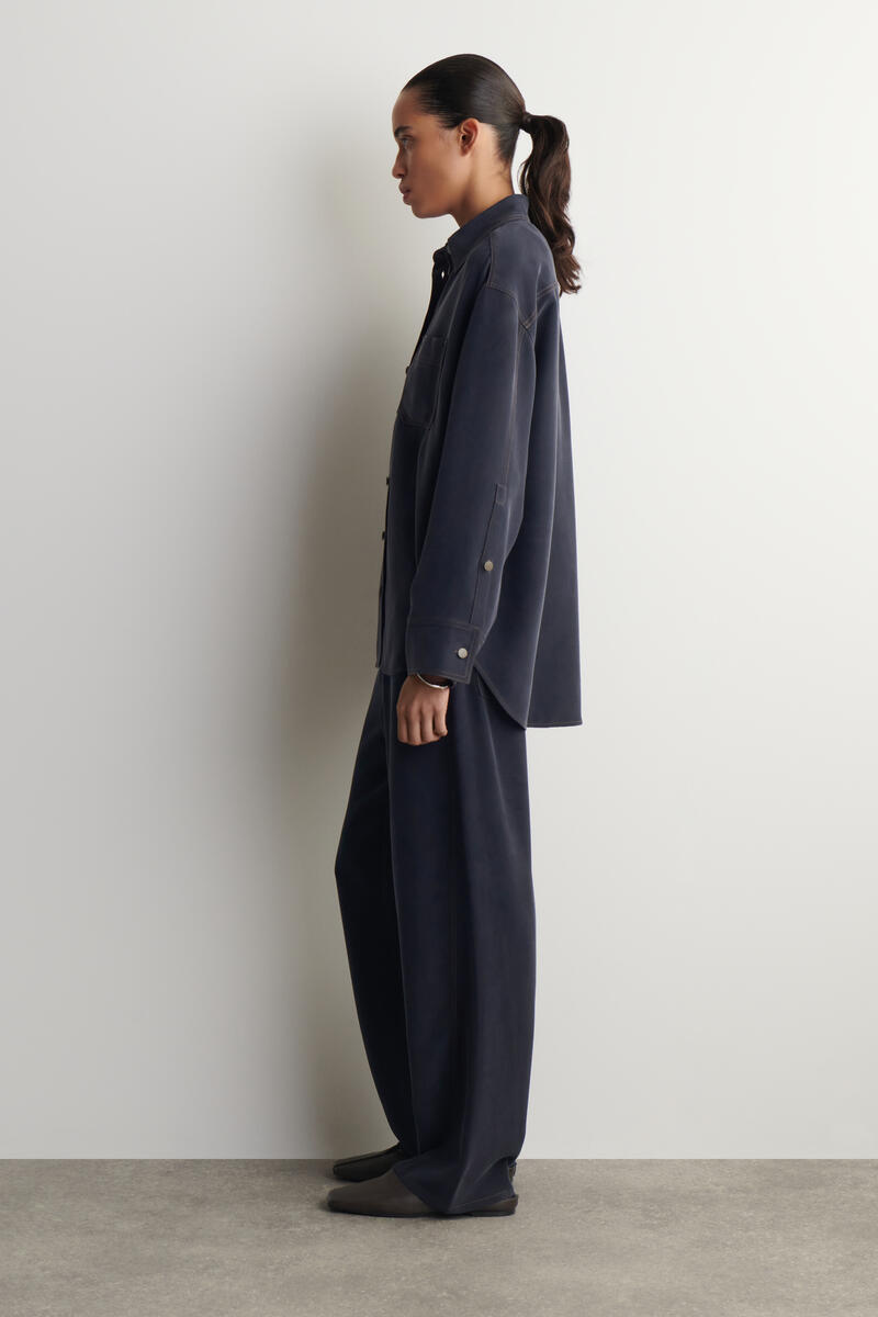 COS デニムエフェクト シルクシャツ