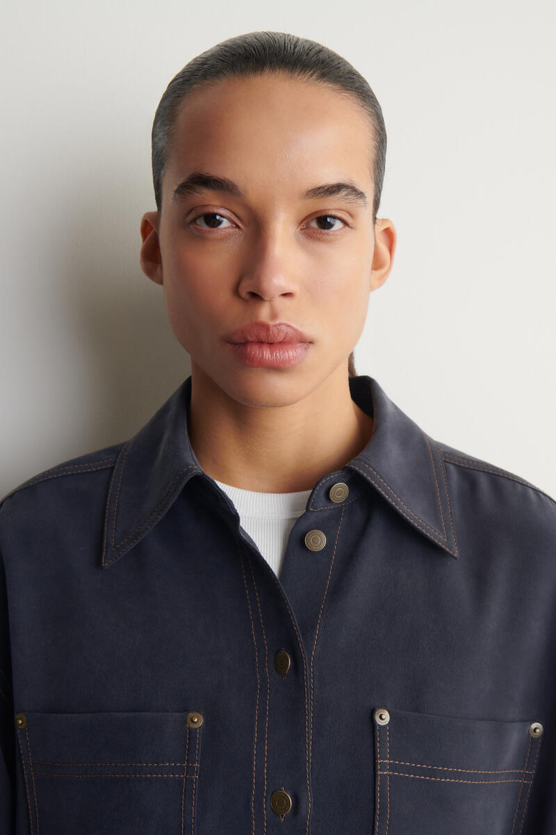 COS デニムエフェクト シルクシャツ