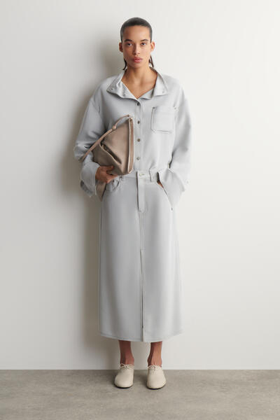 COS デニムエフェクト シルクミディスカート