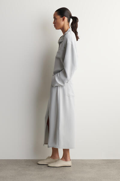 COS デニムエフェクト シルクミディスカート