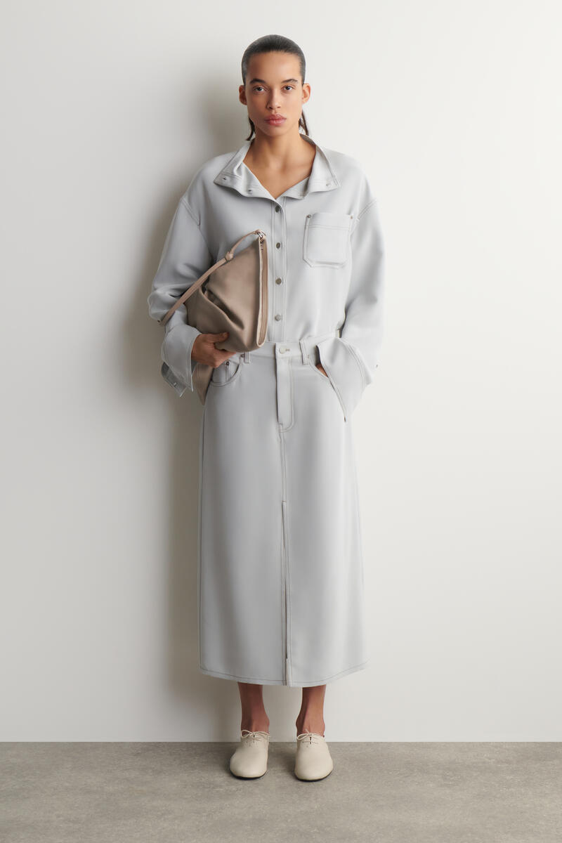 COS デニムエフェクト シルクミディスカート