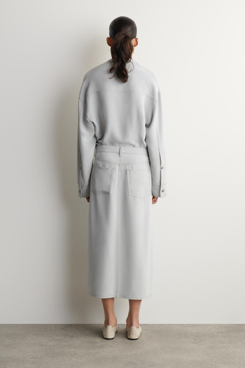 COS デニムエフェクト シルクミディスカート