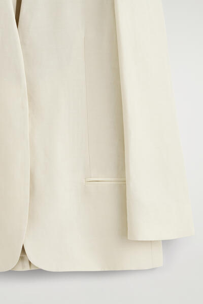 COS ノーカラー リネンブレンド ブレザー