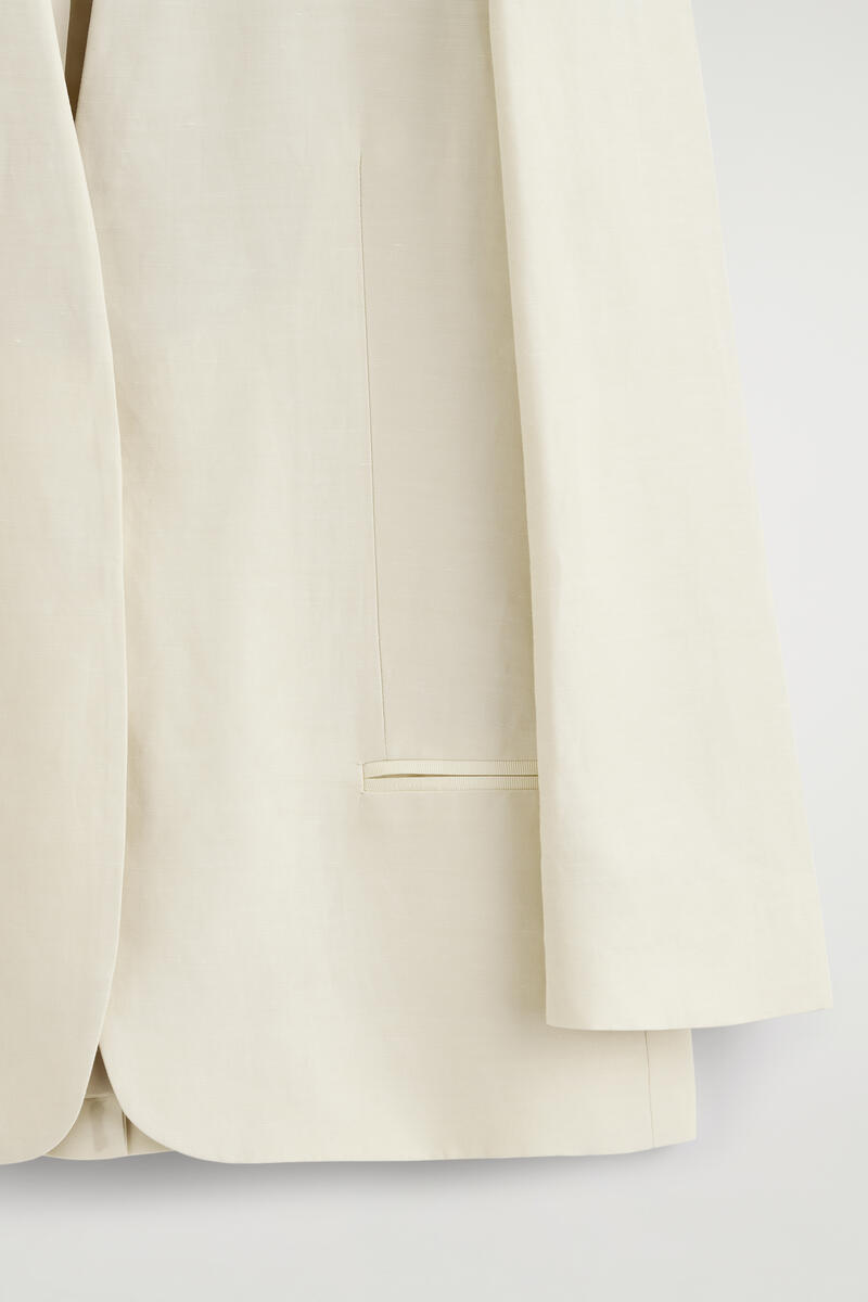 COS ノーカラー リネンブレンド ブレザー