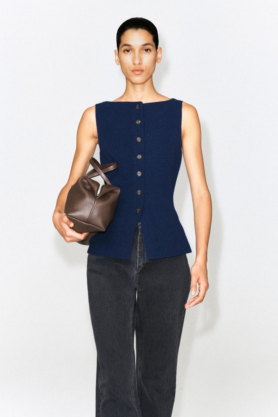 COTTON-BLEND CREPE WAISTCOAT コットンブレンド クレープ ベスト