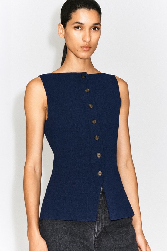 COTTON-BLEND CREPE WAISTCOAT コットンブレンド クレープ ベスト