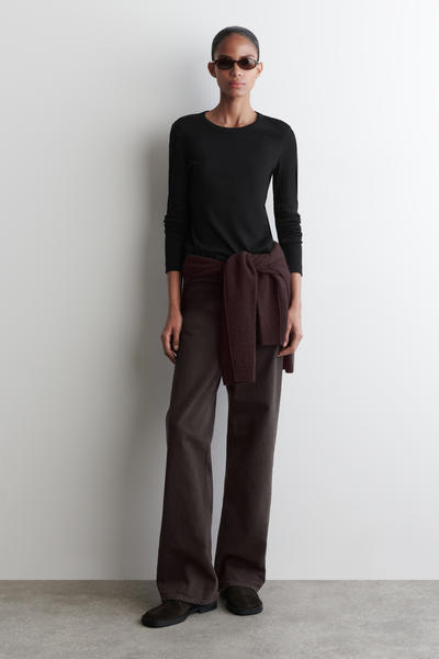 COS リブジャージー長袖トップス