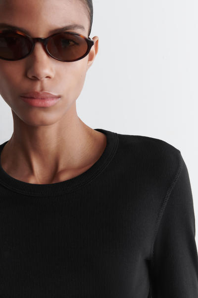 COS リブジャージー長袖トップス