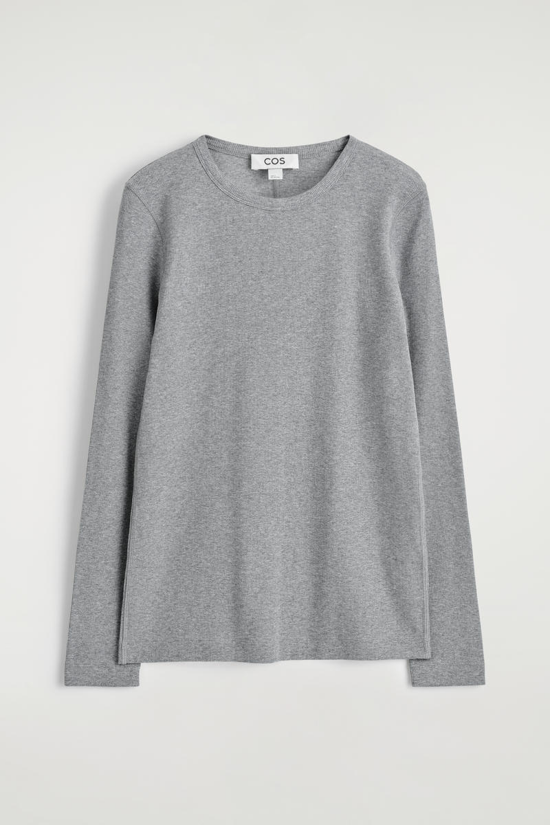 COS リブジャージー長袖トップス