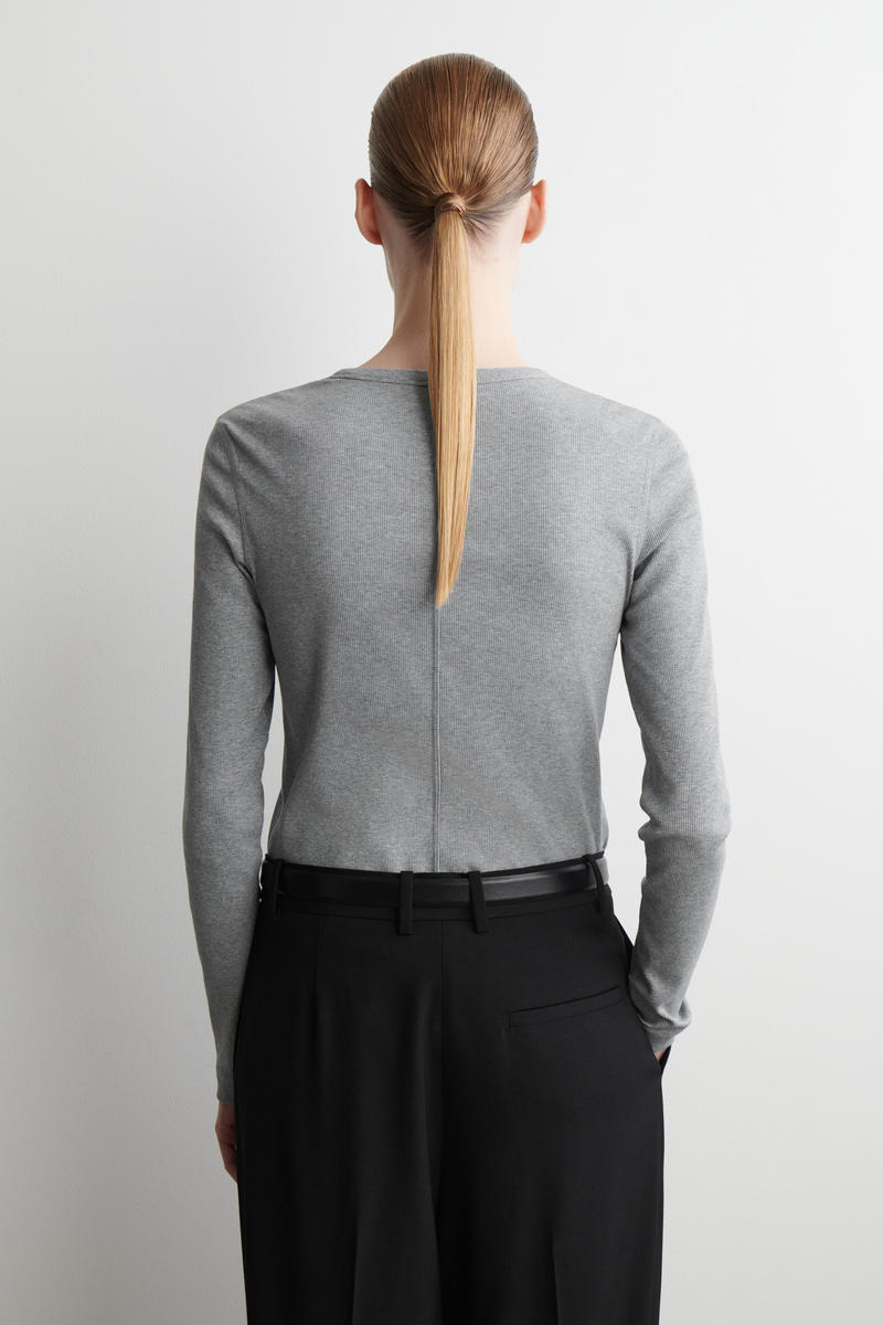 COS リブジャージー長袖トップス