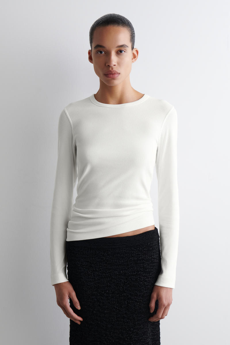 RIBBED JERSEY LONG-SLEEVED TOP リブジャージー長袖トップス