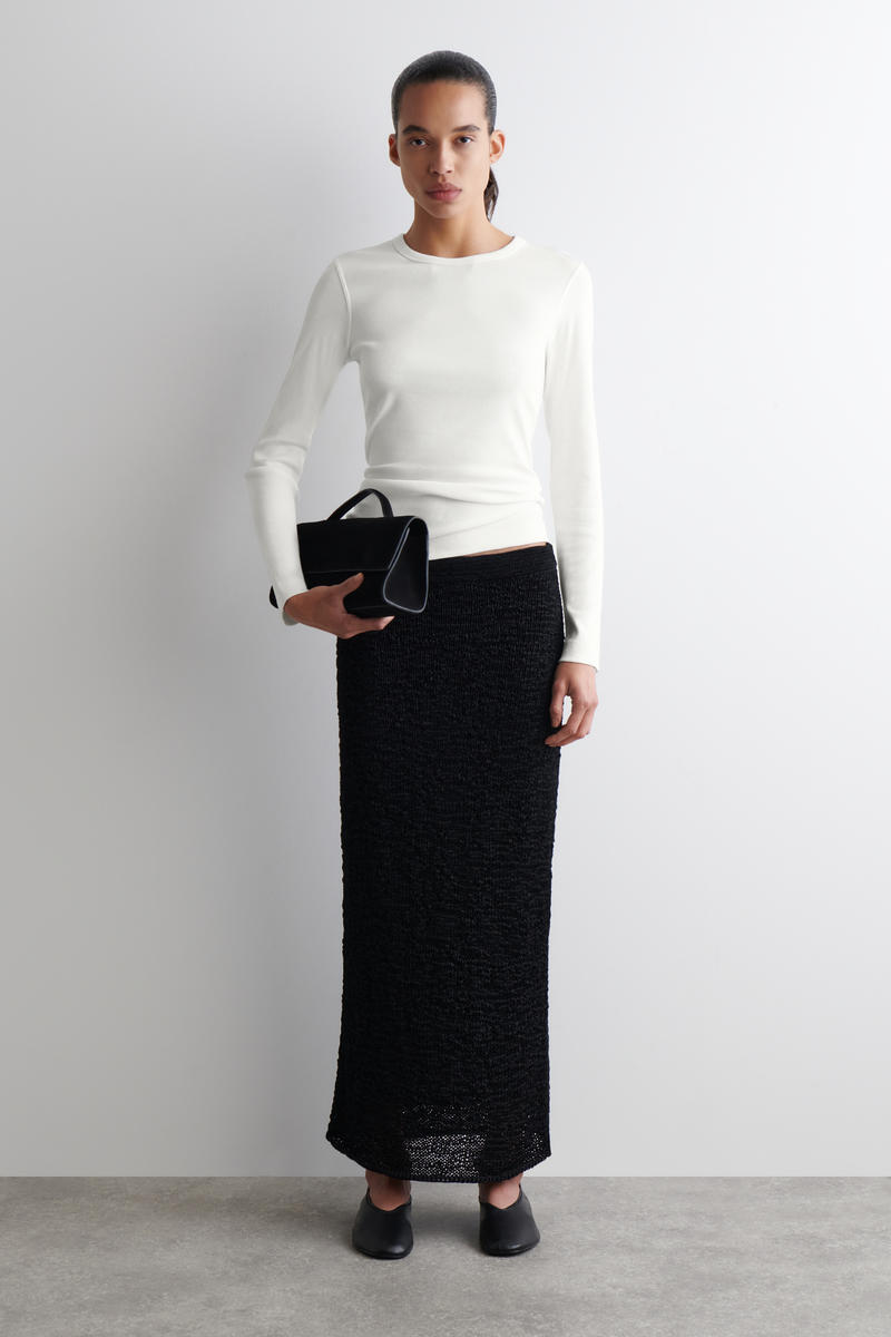 COS リブジャージー長袖トップス