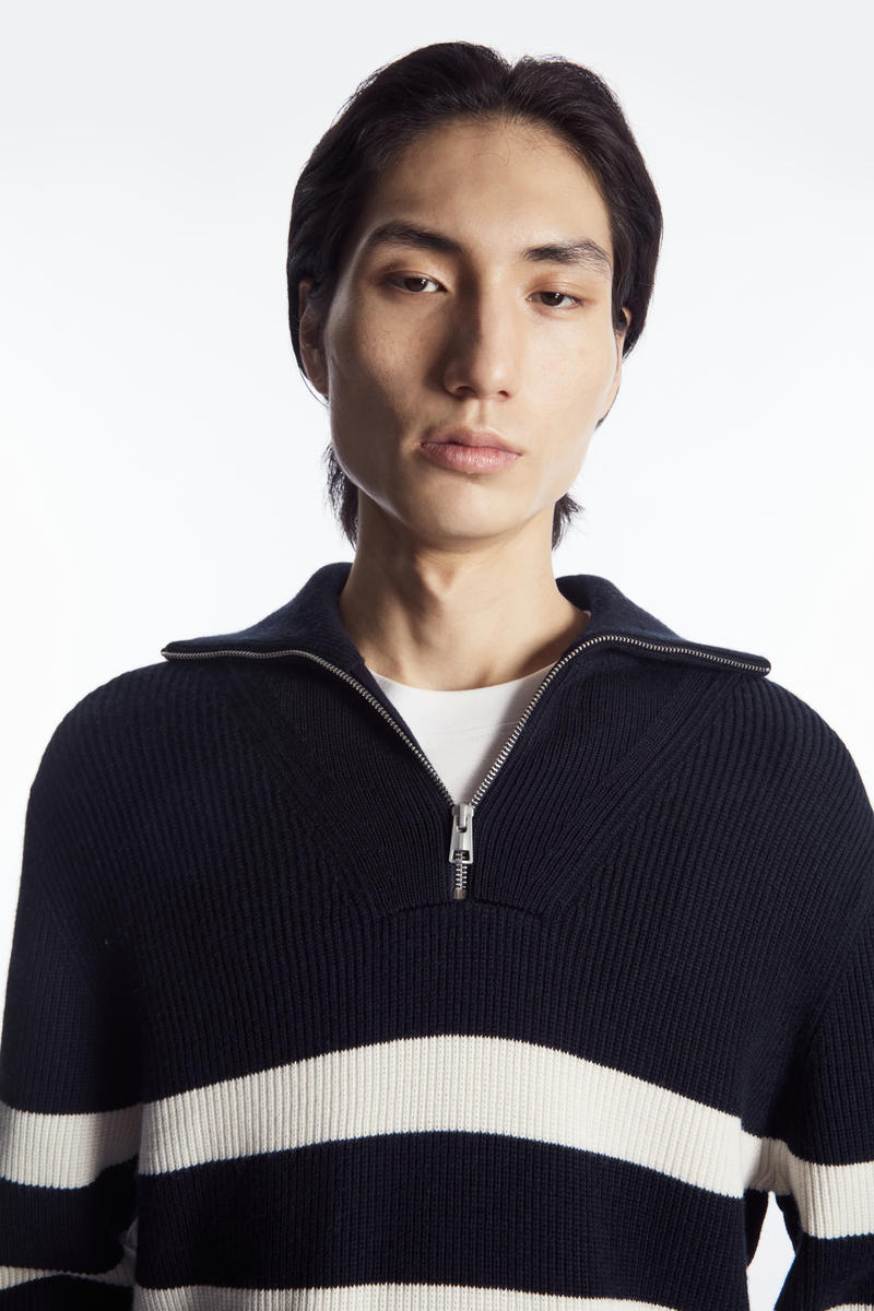 COS ウールコットンブレンド ハーフジップセーター