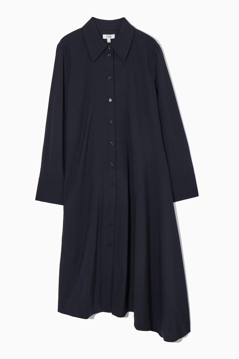 ASYMMETRIC WOOL SHIRT DRESS アシンメトリーウールシャツワンピース 