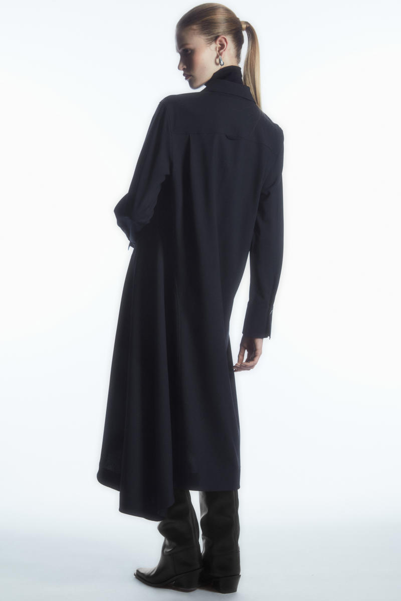 ASYMMETRIC WOOL SHIRT DRESS アシンメトリーウールシャツ