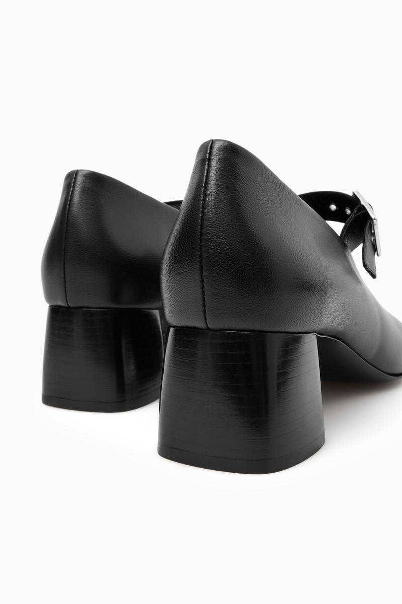 COS ブロックヒールレザー メリージェーンパンプス