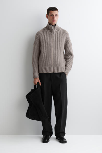 FUNNEL-NECK KNITTED WOOL JACKET ファンネルネックニットウール