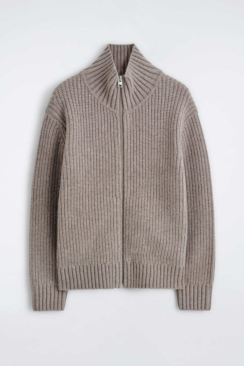 FUNNEL-NECK KNITTED WOOL JACKET ファンネルネックニットウール