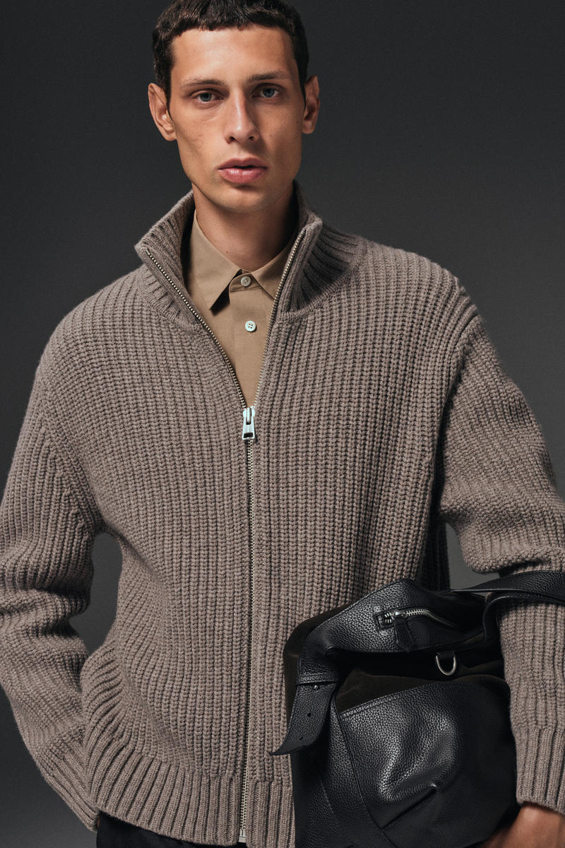 FUNNEL-NECK KNITTED WOOL JACKET ファンネルネックニットウール