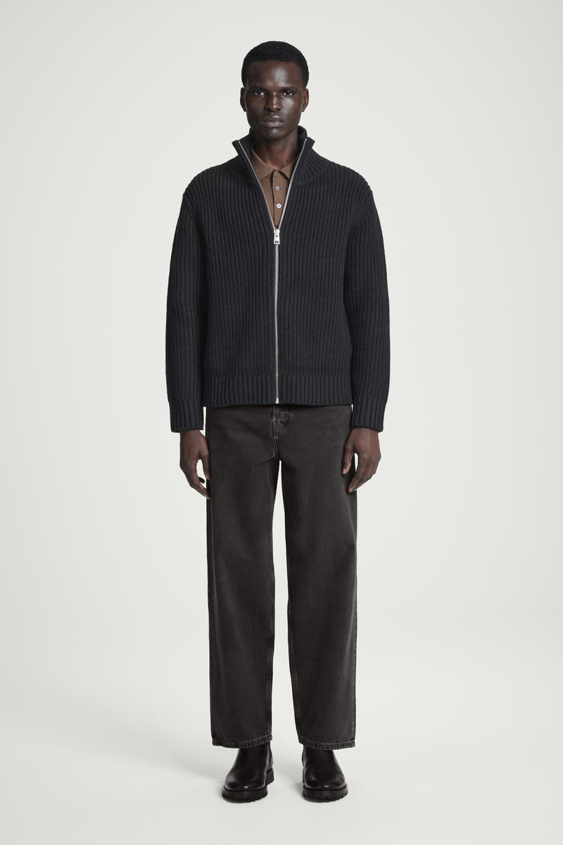 FUNNEL-NECK KNITTED WOOL JACKET ファンネルネックニットウール