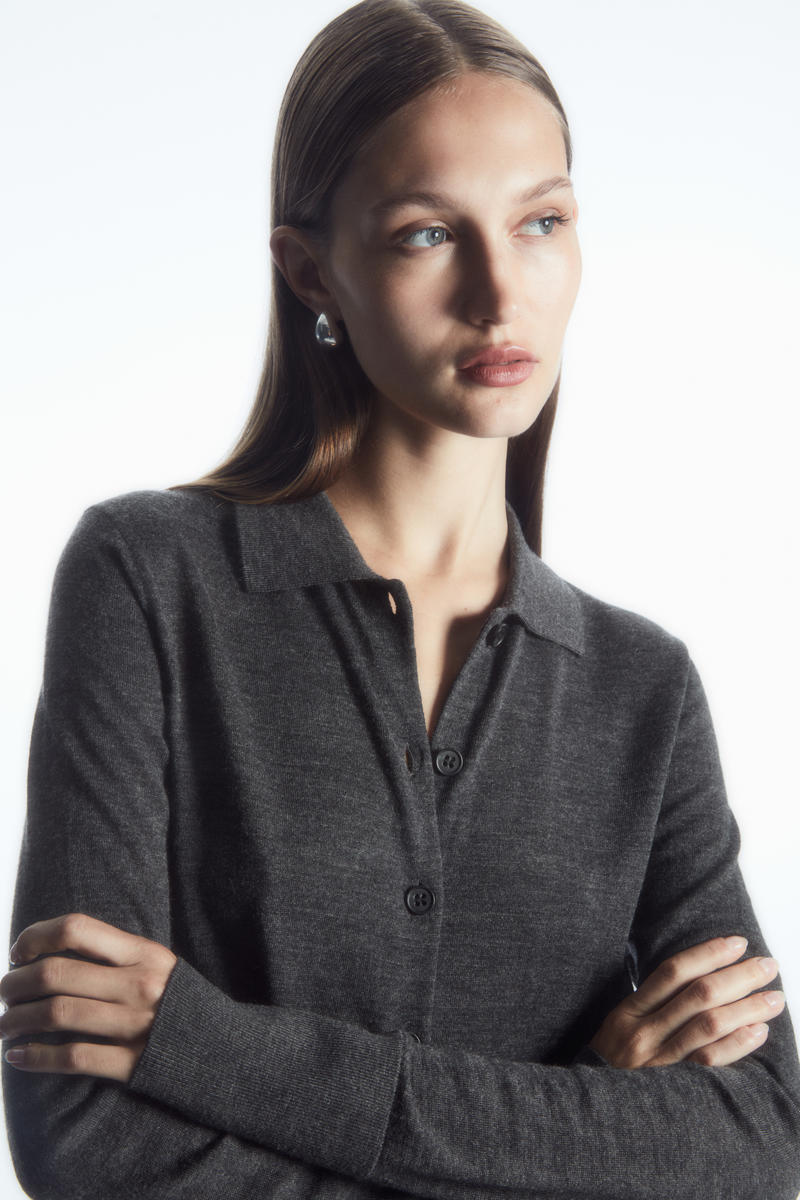 MERINO WOOL COLLARED CARDIGAN メリノウールカーディガン