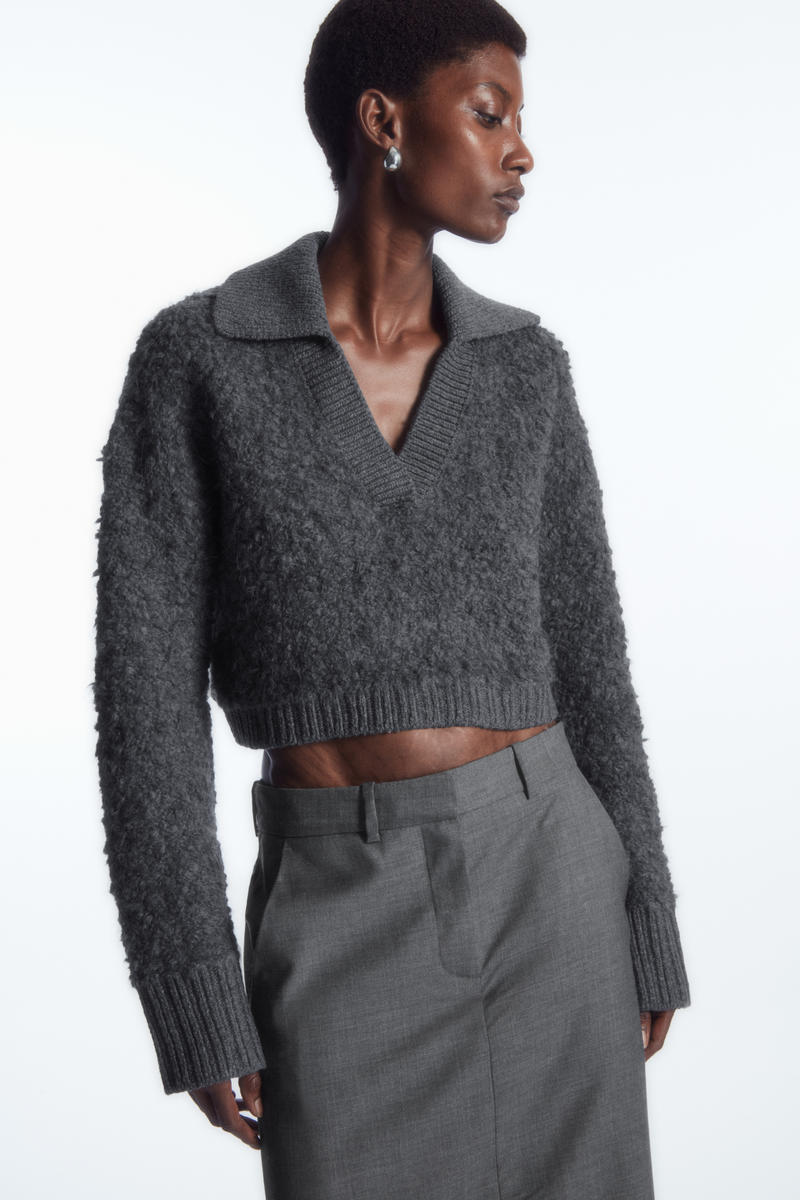 CROPPED BOUCLE-KNIT ALPACA-BLEND JUMPER クロップドブークレニット 