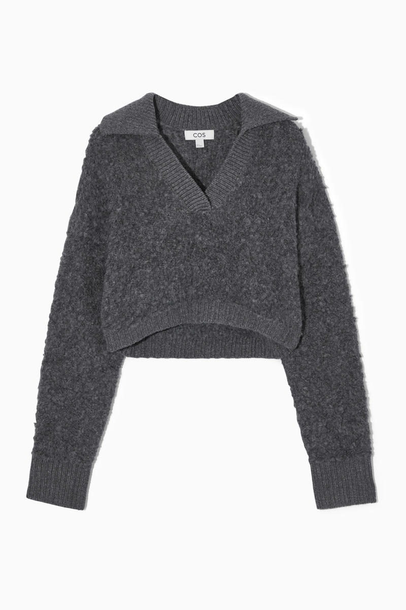 CROPPED BOUCLE-KNIT ALPACA-BLEND JUMPER クロップドブークレニット 