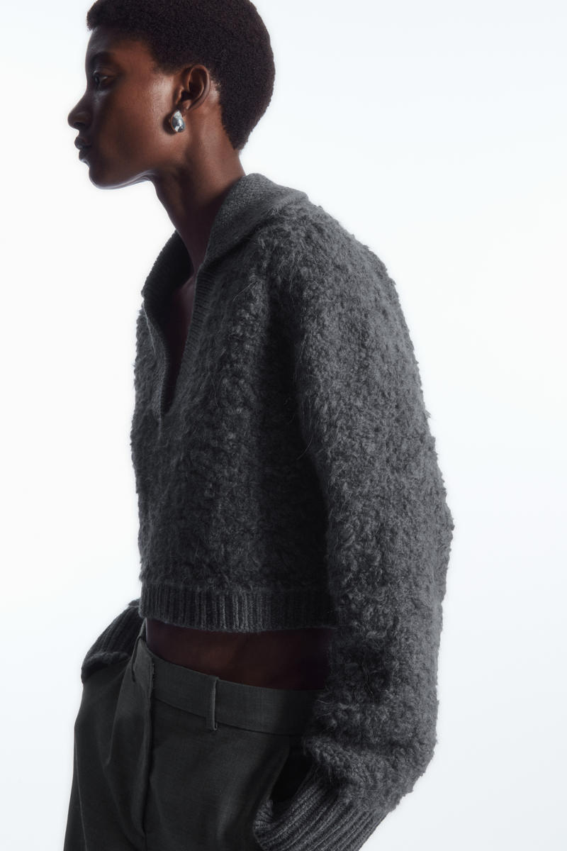 CROPPED BOUCLE-KNIT ALPACA-BLEND JUMPER クロップドブークレニット 