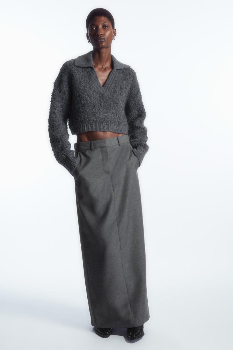 CROPPED BOUCLE-KNIT ALPACA-BLEND JUMPER クロップドブークレニット 