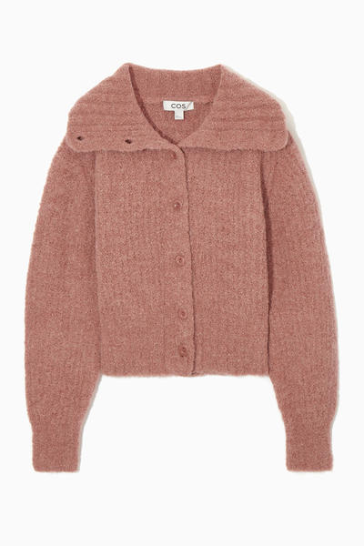 SPREAD-COLLAR TEXTURED ALPACA CARDIGAN スプレッドカラー 