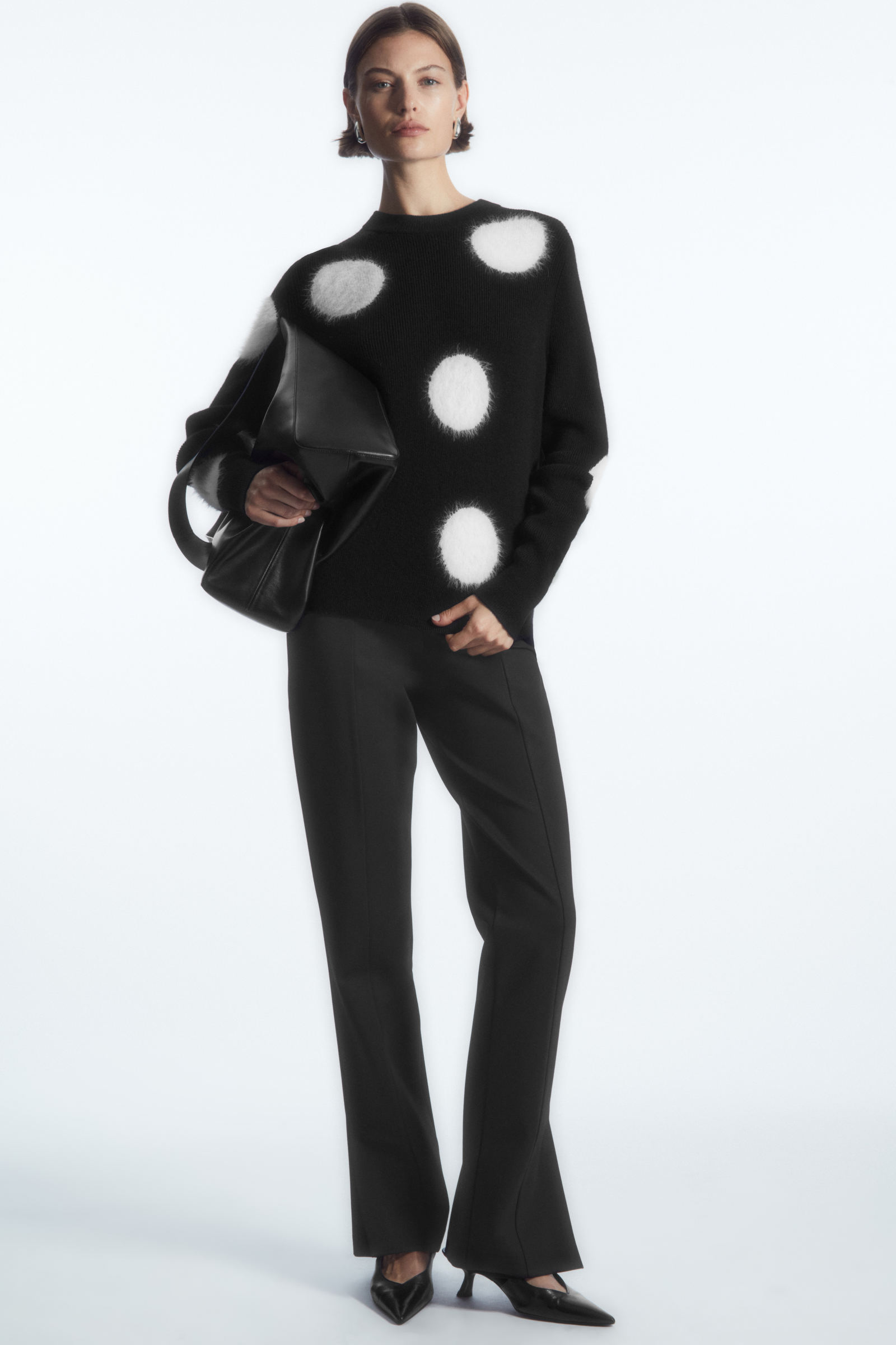 INTARSIA-KNIT POLKA-DOT WOOL JUMPER ポルカドットウールセーター 