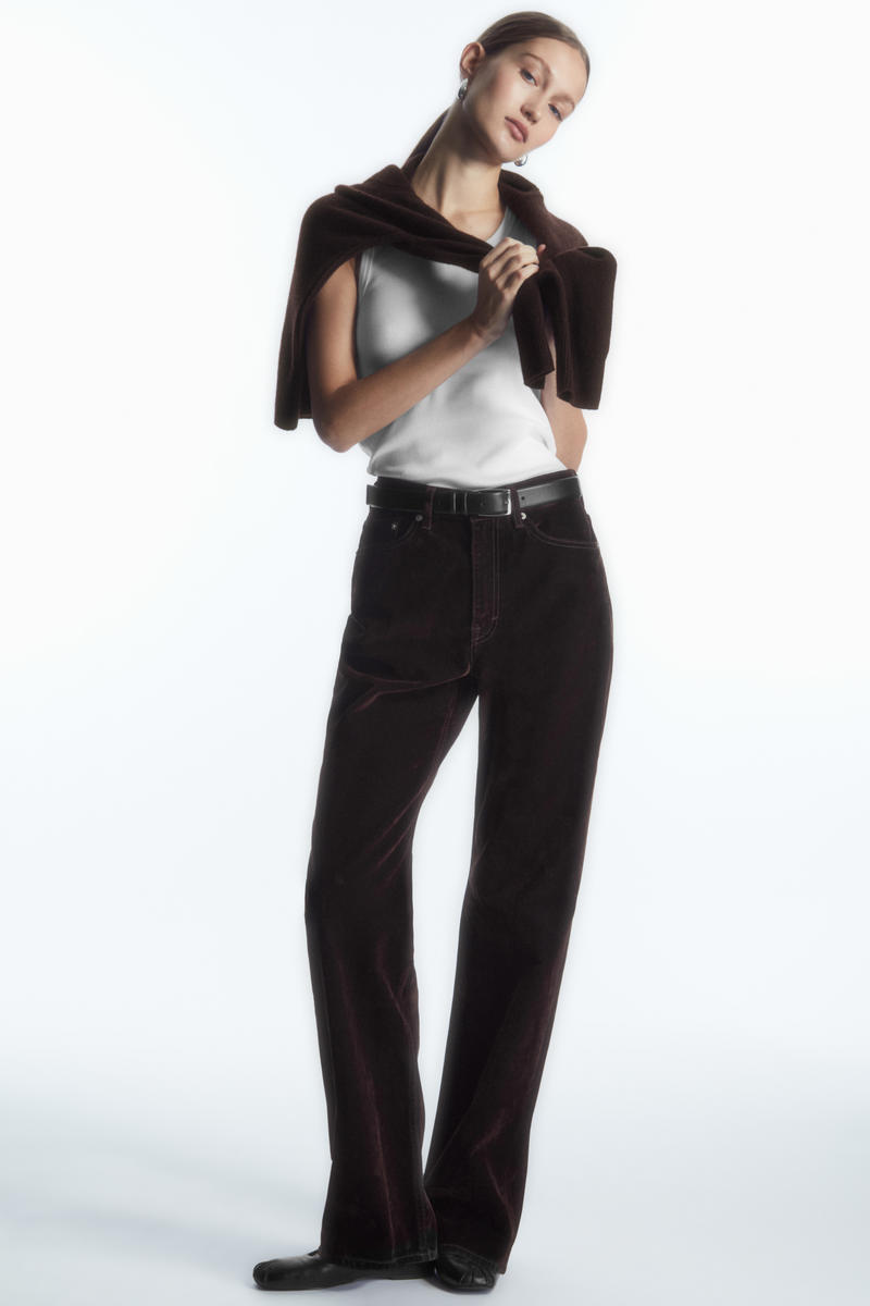 COLUMN FLOCKED-DENIM JEANS - STRAIGHT COLUMN FLOCKED-DENIM JEANS