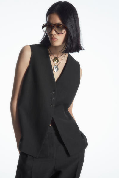 COS ロングラインリネンブレンドベスト LONGLINE LINEN-BLEND WAISTCOAT ロングラインリネンブレンドベスト