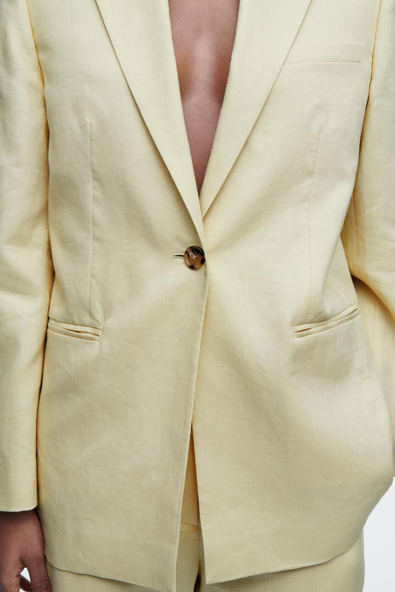 LONGLINE LINEN-BLEND BLAZER ロングラインリネンブレンドブレザー 