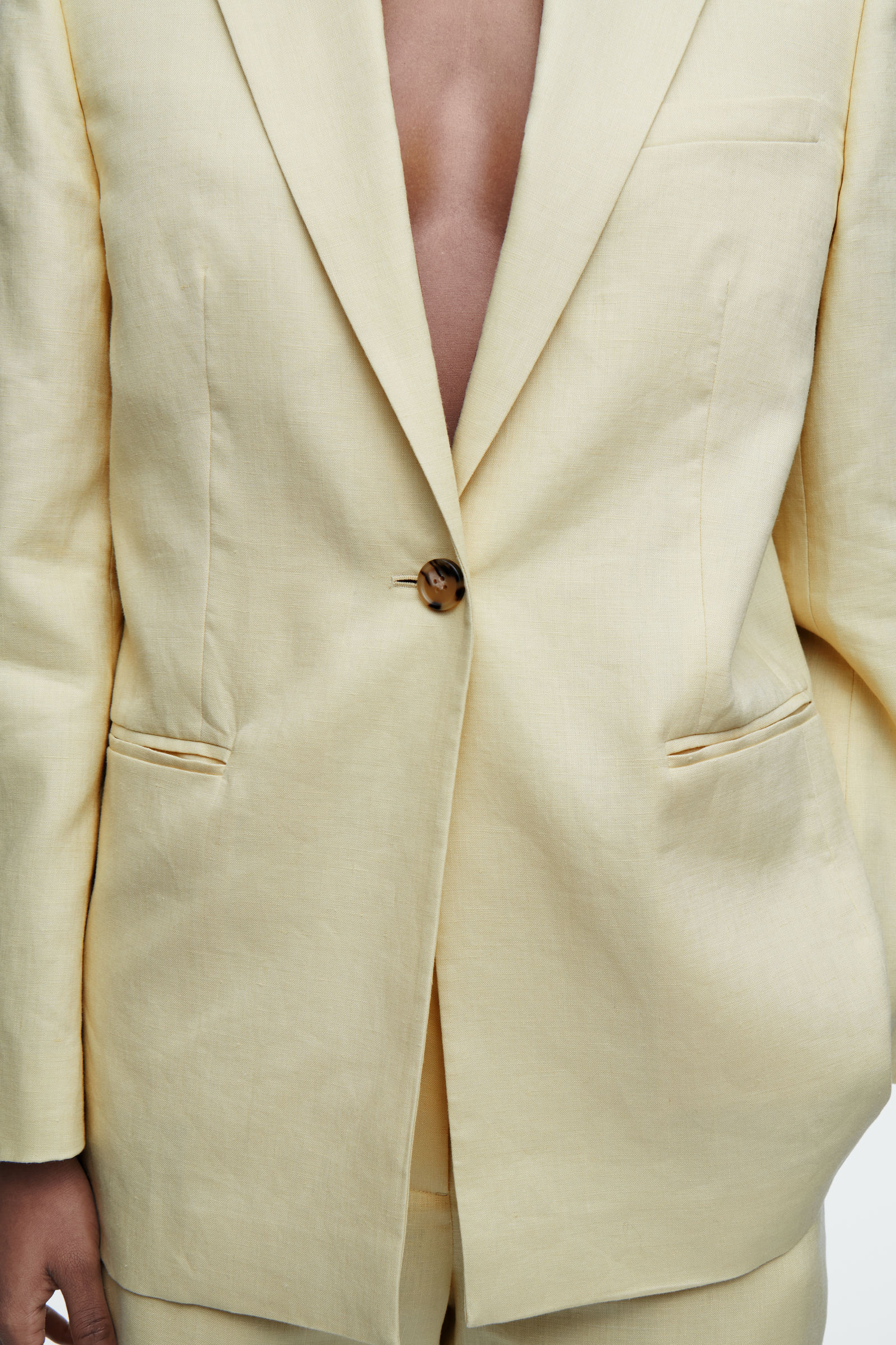 LONGLINE LINEN-BLEND BLAZER ロングラインリネンブレンドブレザー 