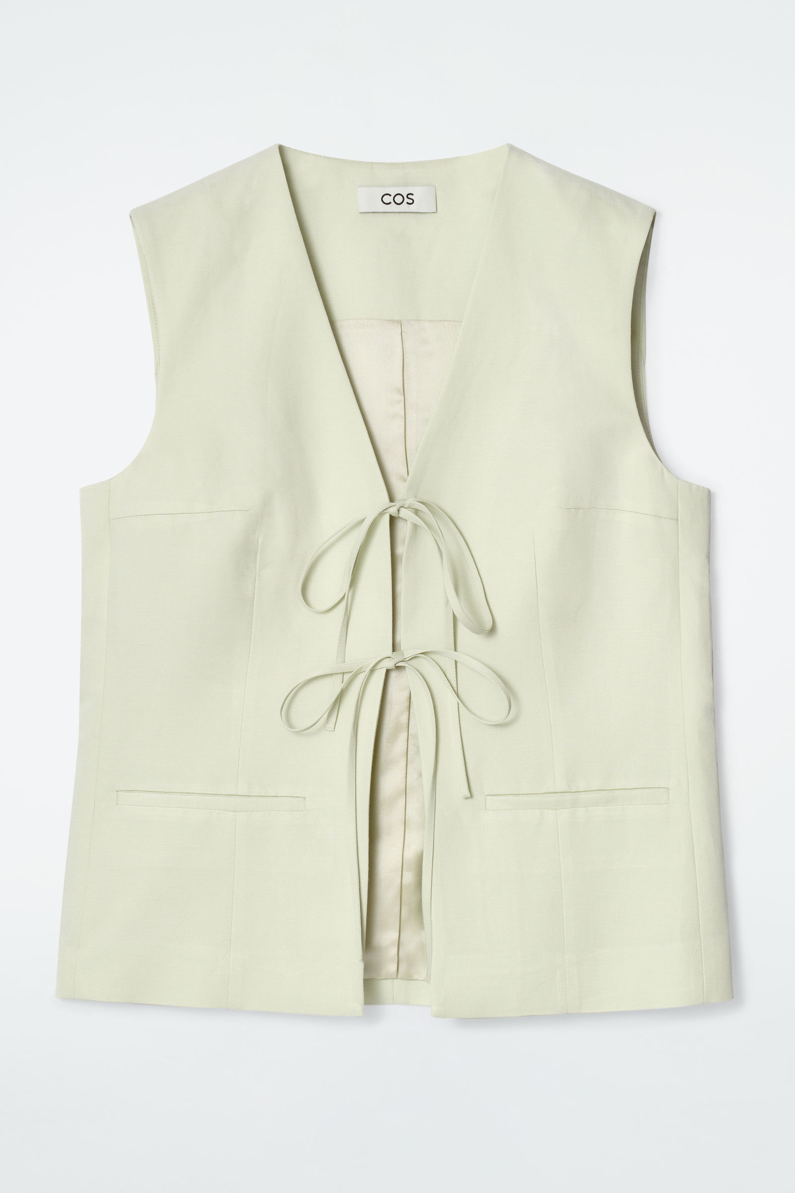 TIE-FRONT WAISTCOAT タイフロントベスト ライトグリーン｜COS コス