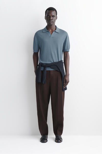 COS ニットリネンポロシャツ