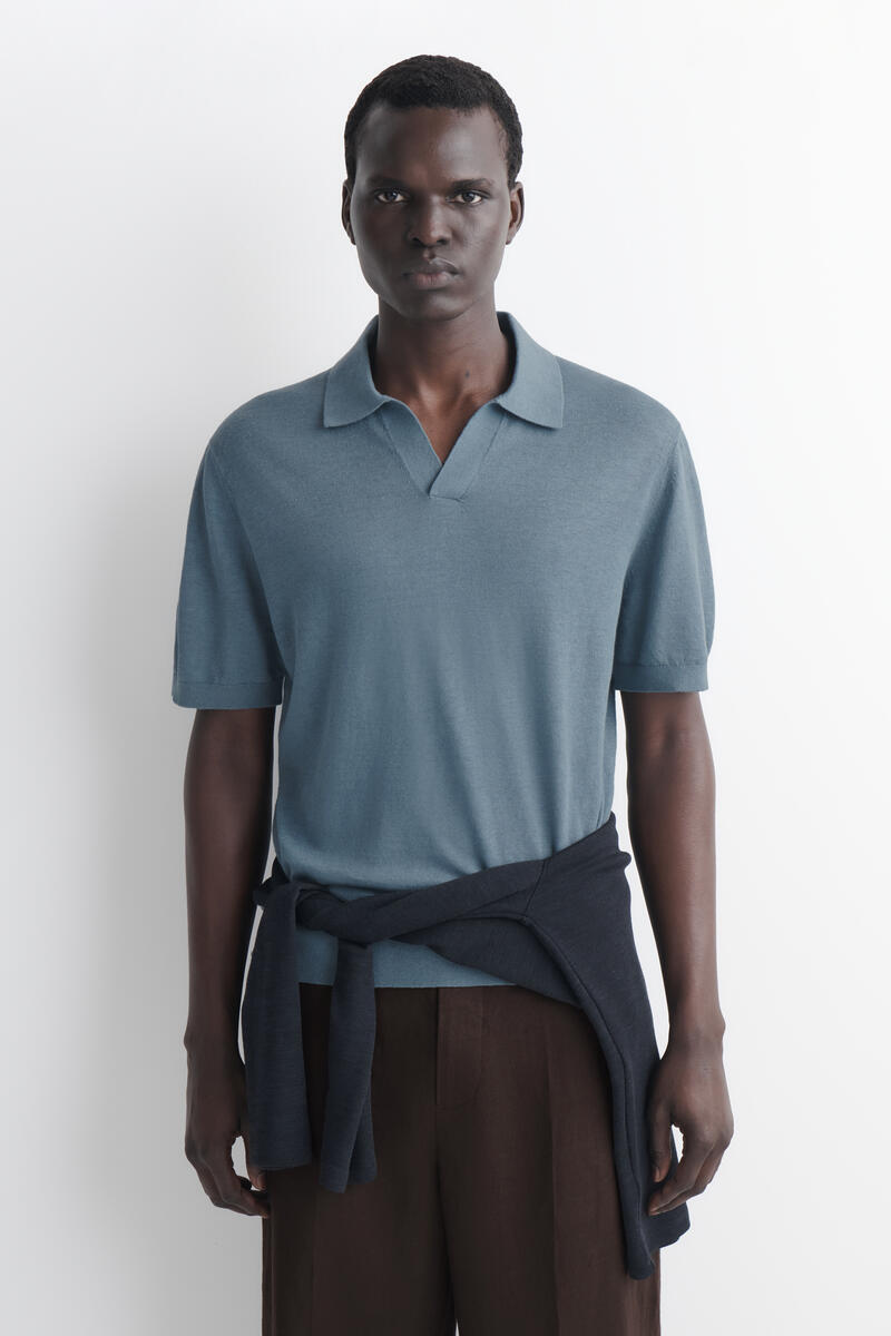 COS ニットリネンポロシャツ