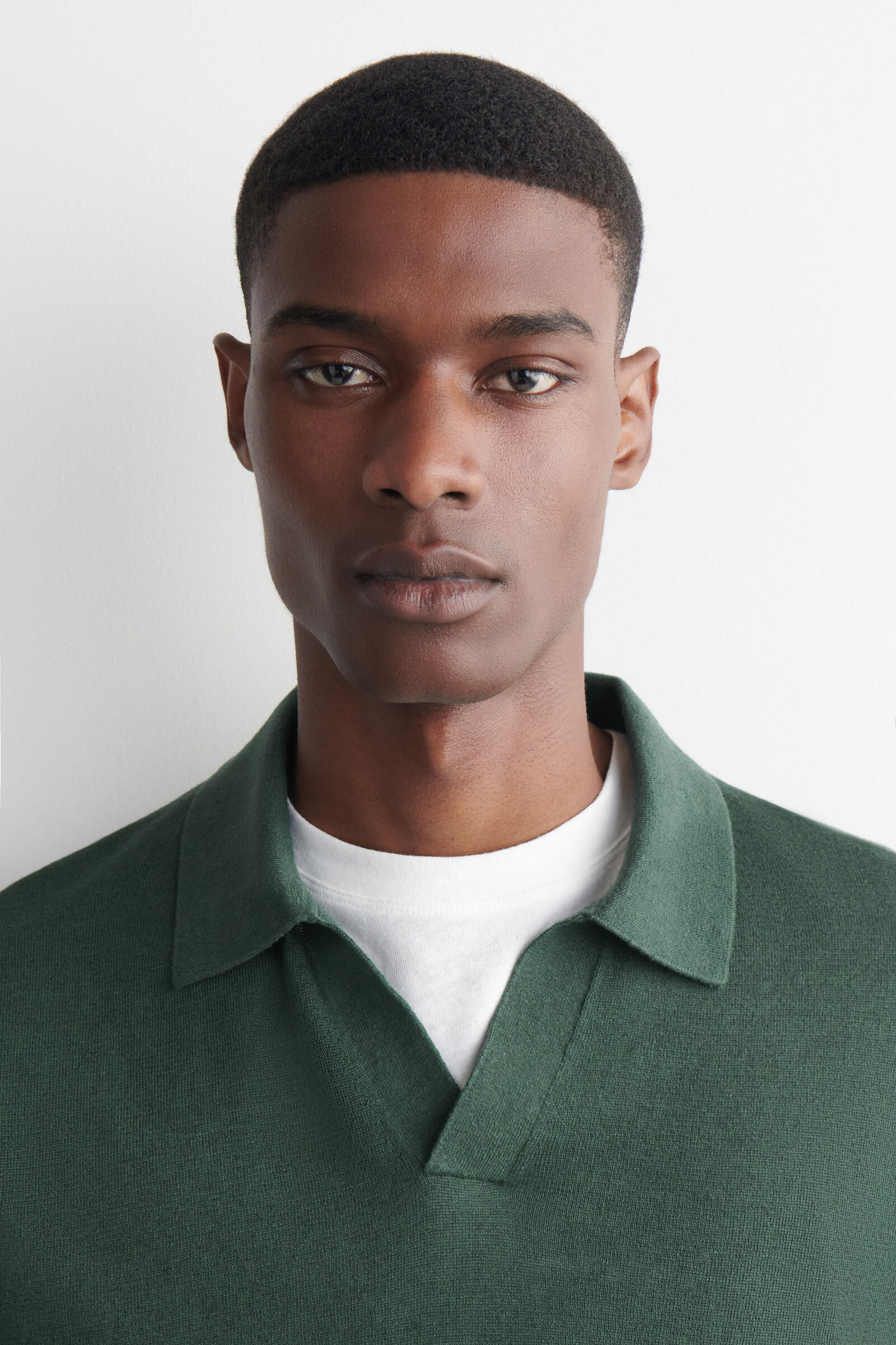 KNITTED LINEN POLO SHIRT ニットリネンポロシャツ ダークグリーン 