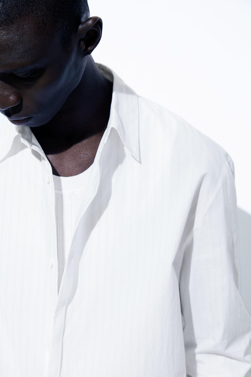 THE PINSTRIPED SHIRT ピンストライプシャツ ホワイト / ピン 