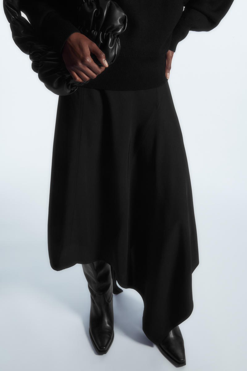 cos ドレープアシンメトリーミディスカート 42 DRAPED ASYMMETRIC MIDI DRESS ドレープアシンメトリーミディ