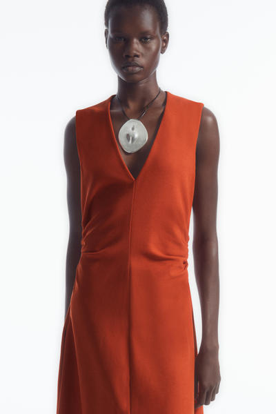 COS ギャザードアシンメトリーミディドレス