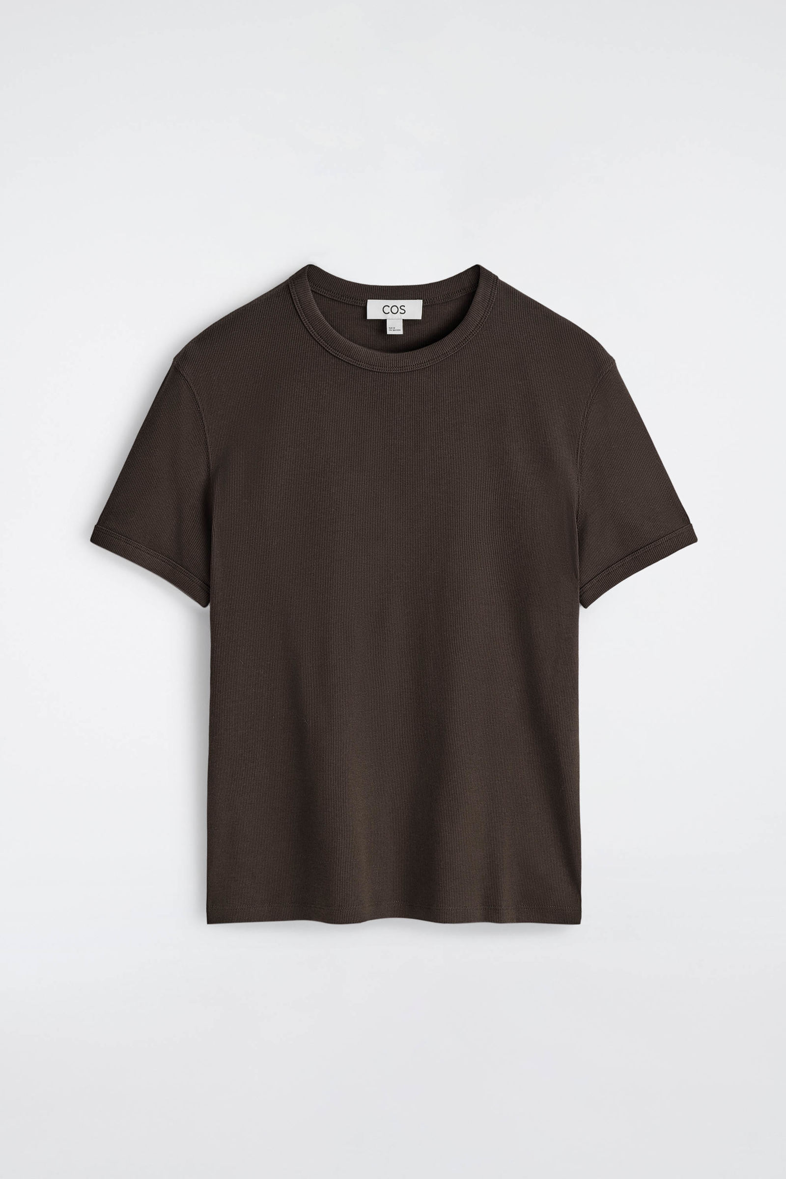 SLIM RIBBED T-SHIRT スリムフィットリブTシャツ ブラウン｜COS
