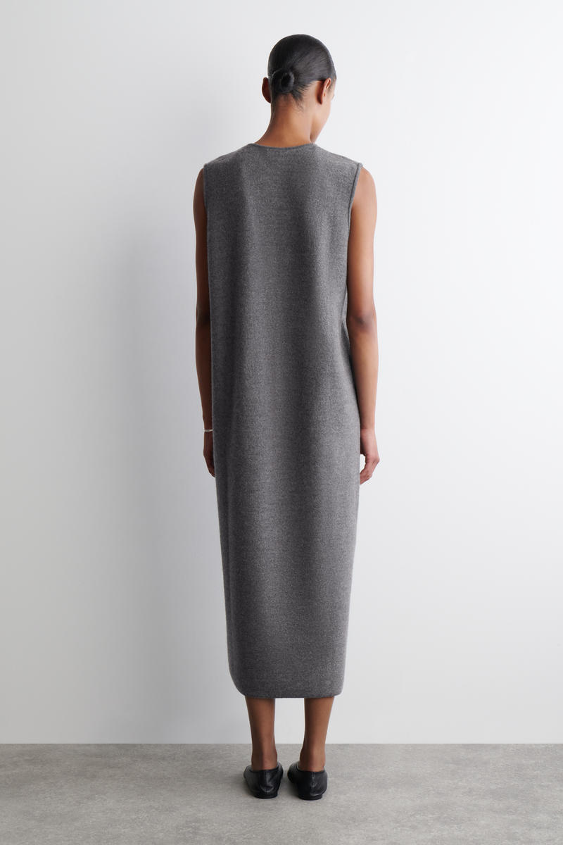 BOILED-WOOL MIDI DRESS ボイルウールミディワンピース グレーメランジ
